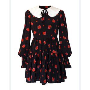 Floral Black and Red Mini Dress